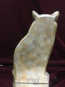 Rare VTG. Painted Cast Stone CAT DOORSTOP Art Deco