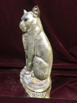 Rare VTG. Painted Cast Stone CAT DOORSTOP Art Deco