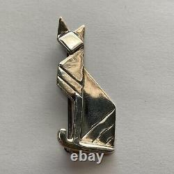 Rare Vintage Art Deco Origami Sterling Cat Brooch/Pin