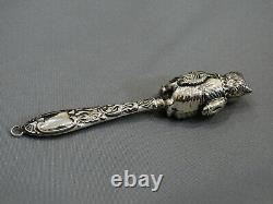 Rattle Baby Sterling Silver Antique 925 Cat Art Deco Style Ornate