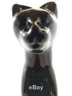 Retired Baccarat Black Egyptian Crystal Cat Figurine Collectible 6 3/8 #768