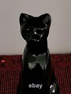 Retired Baccarat Black Egyptian Crystal Cat Figurine France Signed 6 3/8