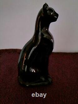 Retired Baccarat Black Egyptian Crystal Cat Figurine France Signed 6 3/8