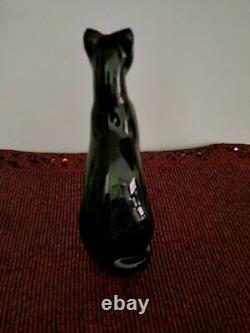 Retired Baccarat Black Egyptian Crystal Cat Figurine France Signed 6 3/8