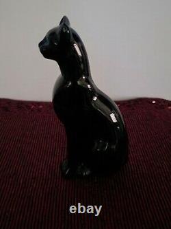 Retired Baccarat Black Egyptian Crystal Cat Figurine France Signed 6 3/8