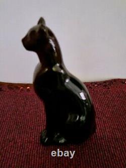 Retired Baccarat Black Egyptian Crystal Cat Figurine France Signed 6 3/8