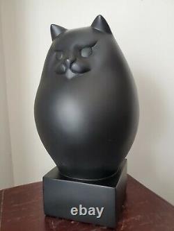 Richard Recchia Persian Fat Black Cat Statue NICE