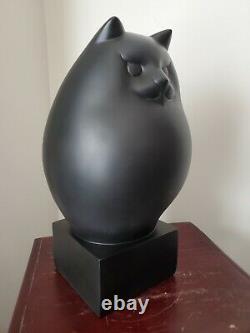 Richard Recchia Persian Fat Black Cat Statue NICE