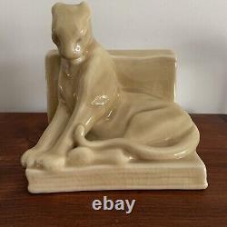 Rookwood Art Pottery Vintage Blonde Panther on book Bookend 2564 XLVI 1946