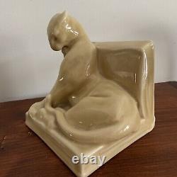 Rookwood Art Pottery Vintage Blonde Panther on book Bookend 2564 XLVI 1946