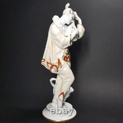 Rosenthal Art Deco Porcelain Statue by Max Valentin Pierrot with Cat 1930s