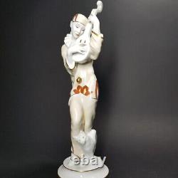 Rosenthal Art Deco Porcelain Statue by Max Valentin Pierrot with Cat 1930s