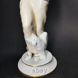 Rosenthal Art Deco Porcelain Statue by Max Valentin Pierrot with Cat 1930s