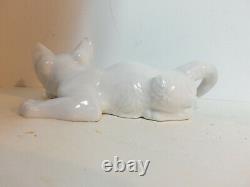 Rosenthal Germany Decorative Porcelain Crouching White Cat Figurine by T Karner