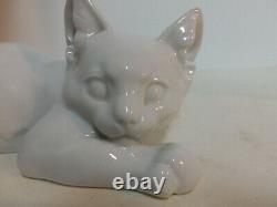 Rosenthal Germany Decorative Porcelain Crouching White Cat Figurine by T Karner