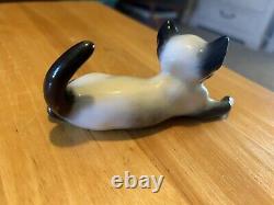 Rosenthal animal figurines Siamese Cat With Piercing Blue Eyes 5.5 X 3 Inches