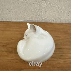 Royal Copenhagen White Cat Sleeping Cat Figurine Pottery Denmark Animals Art