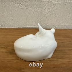 Royal Copenhagen White Cat Sleeping Cat Figurine Pottery Denmark Animals Art