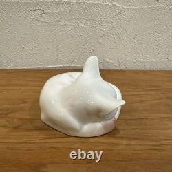 Royal Copenhagen White Cat Sleeping Cat Figurine Pottery Denmark Animals Art