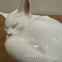 Royal Copenhagen White Cat Sleeping Cat Figurine Pottery Denmark Animals Art