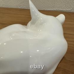 Royal Copenhagen White Cat Sleeping Cat Figurine Pottery Denmark Animals Art
