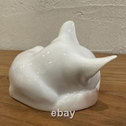 Royal Copenhagen White Cat Sleeping Cat Figurine Pottery Denmark Animals Art