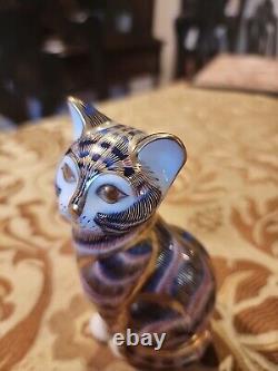 Royal Crown Derby, English Bone China Imari Decorated Cat Figurine 5 Inches Tall