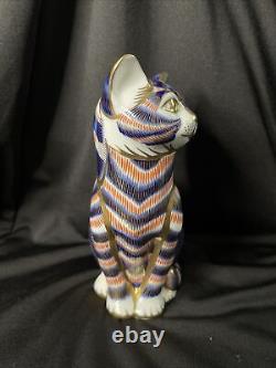 Royal Crown Derby, English Bone China Imari Decorated Cat Figurine 5 Inches Tall
