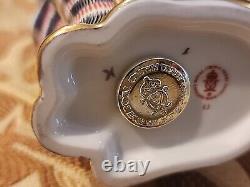 Royal Crown Derby, English Bone China Imari Decorated Cat Figurine 5 Inches Tall