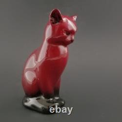 Royal Doulton Flambe Cat Figurine Sitting Signed by Fred Moor Vintage 5T