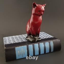 Royal Doulton Flambe Cat Figurine Sitting Signed by Fred Moor Vintage 5T