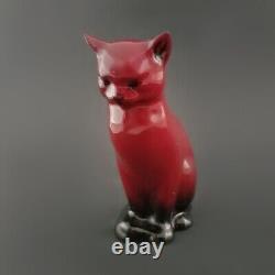Royal Doulton Flambe Cat Figurine Sitting Signed by Fred Moor Vintage 5T
