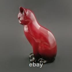 Royal Doulton Flambe Cat Figurine Sitting Signed by Fred Moor Vintage 5T