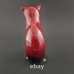 Royal Doulton Flambe Cat Figurine Sitting Signed by Fred Moor Vintage 5T