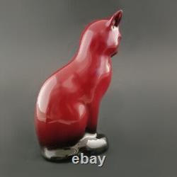 Royal Doulton Flambe Cat Figurine Sitting Signed by Fred Moor Vintage 5T