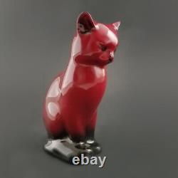 Royal Doulton Flambe Cat Figurine Sitting Signed by Fred Moor Vintage 5T