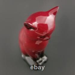 Royal Doulton Flambe Cat Figurine Sitting Signed by Fred Moor Vintage 5T