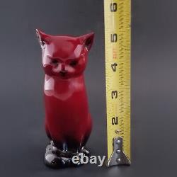 Royal Doulton Flambe Cat Figurine Sitting Signed by Fred Moor Vintage 5T