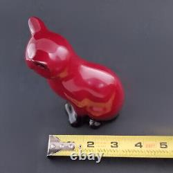 Royal Doulton Flambe Cat Figurine Sitting Signed by Fred Moor Vintage 5T