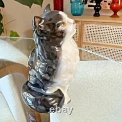 Royal Doulton HN999D Persian Cat Figurine Black White Glossy England 1921-1945