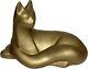 Royal Haeger Gold Recumbent Cat Large Ceramic Sculpture Mcm Modernist Art Deco