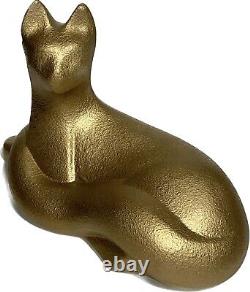 Royal Haeger Gold Recumbent Cat Large Ceramic Sculpture MCM Modernist Art Deco