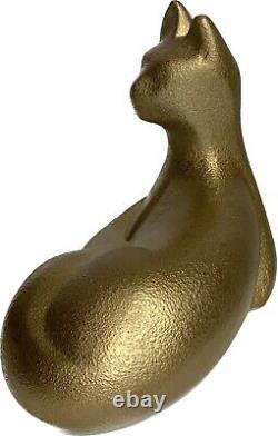 Royal Haeger Gold Recumbent Cat Large Ceramic Sculpture MCM Modernist Art Deco