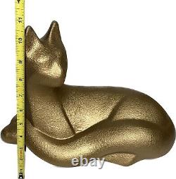 Royal Haeger Gold Recumbent Cat Large Ceramic Sculpture MCM Modernist Art Deco