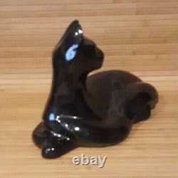 Royal Haeger Reclining Black Cat Figurine Statue Glossy Art Royal Deco 10