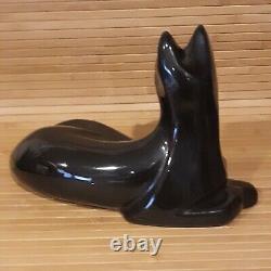 Royal Haeger Reclining Black Cat Figurine Statue Glossy Art Royal Deco 10