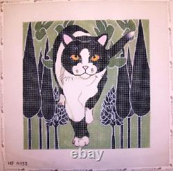 Ruth Schmuff Hand Painted Black White Cat Art Deco Needlepoint Canvas 13 Design