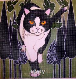 Ruth Schmuff Hand Painted Black White Cat Art Deco Needlepoint Canvas 13 Design