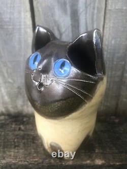 SCHAER CAT Australian Pottery Blue Eyes Siamese Large Size 15cm Tall