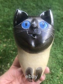 SCHAER CAT Australian Pottery Blue Eyes Siamese Large Size 15cm Tall